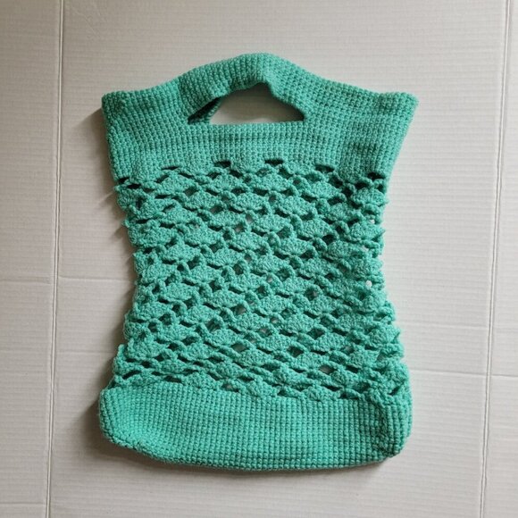 Crochet bag light green hand made knitted purse boho cottagecore knitting tote - Picture 6 of 9